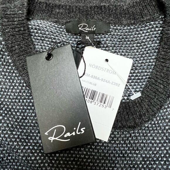 Rails Men’s Lightweight Wool Blend Rune Sweater in Navy Medium - Picture 9 of 12